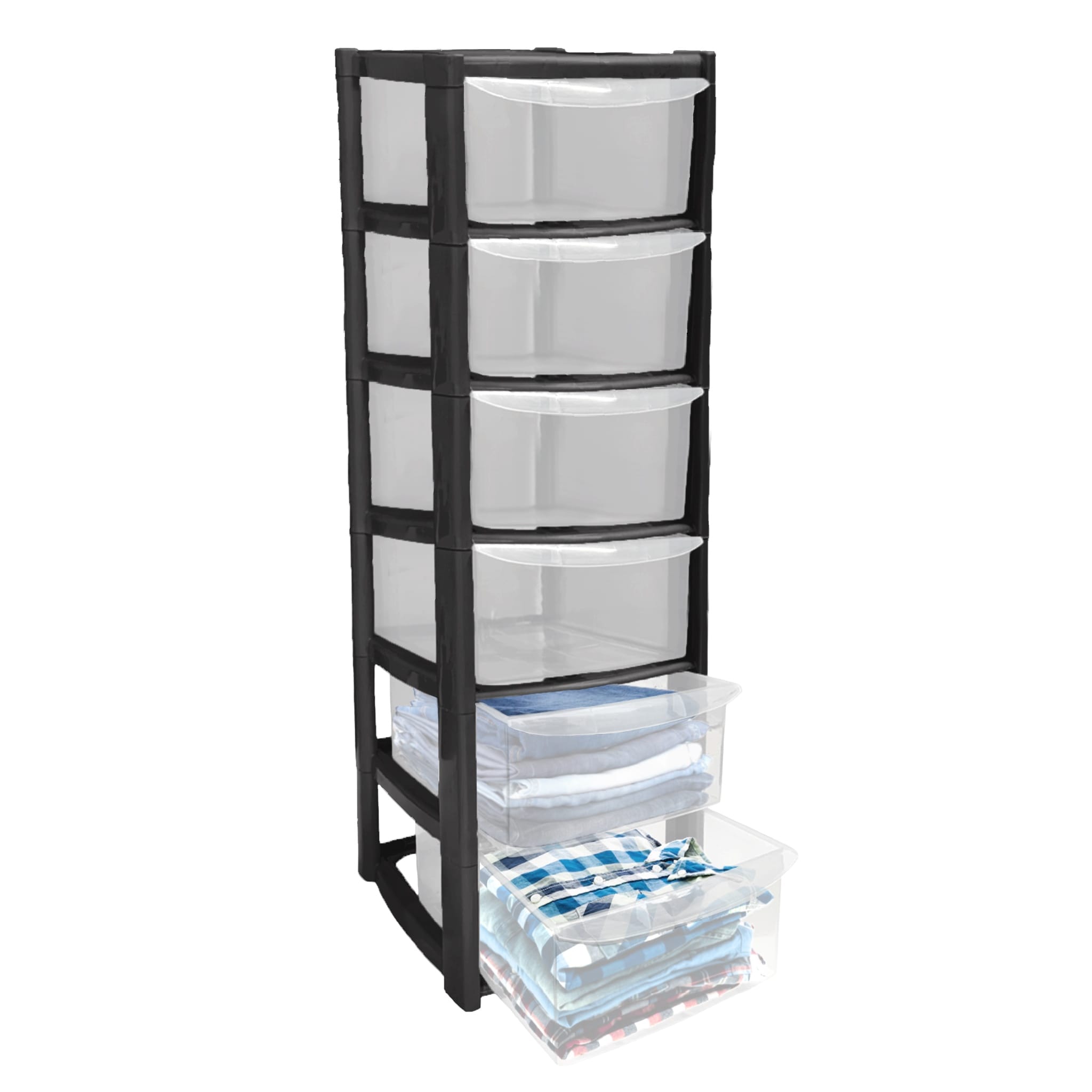 Large 6 Drawer Storage Tower - Plastic Storage Box