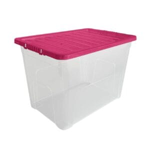80L Stackable Plastic Storage Box with Coloured Lids - Image 7