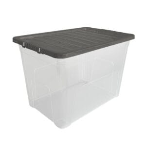80L Stackable Plastic Storage Box with Coloured Lids - Image 9