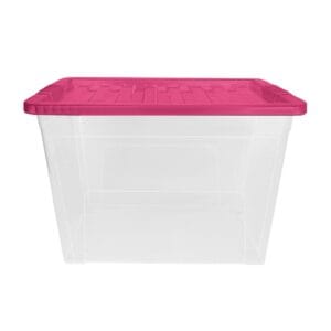 80L Stackable Plastic Storage Box with Coloured Lids - Image 13